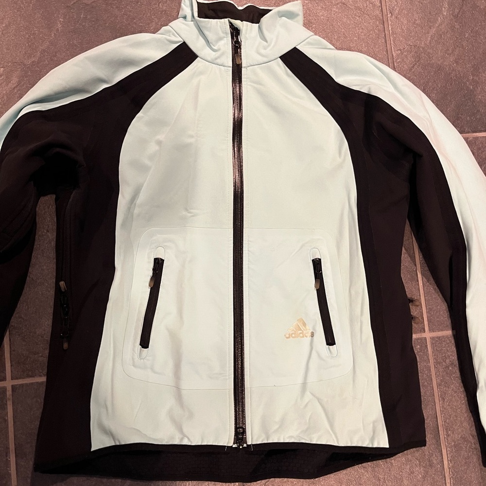 Adidas climaproof technical jacket. Teal and black